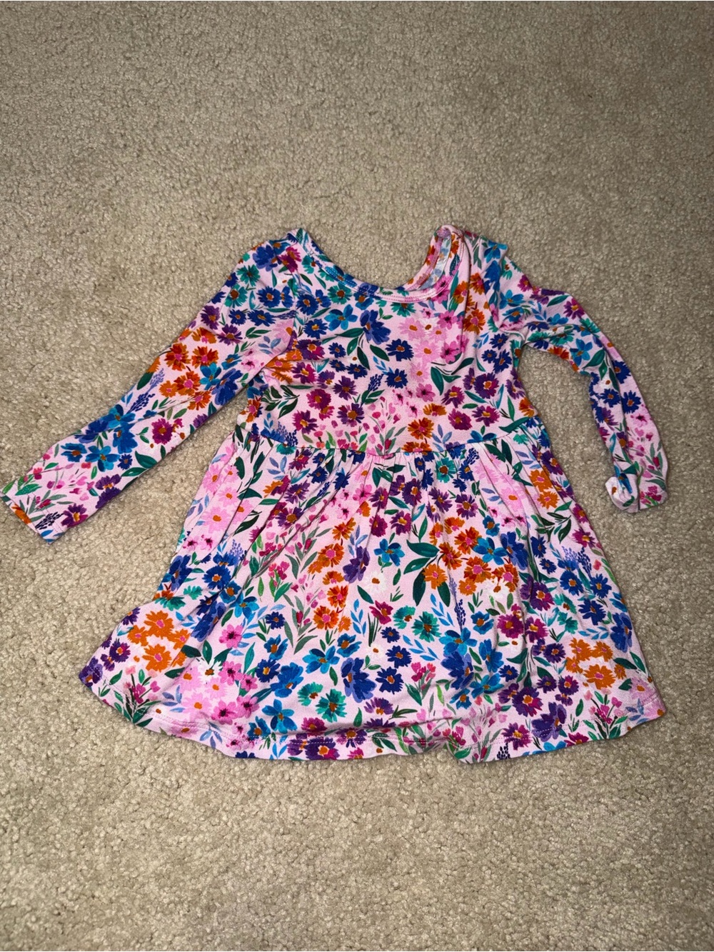 Little Sleepies Pink Floral Long-Sleeve Casual Dress